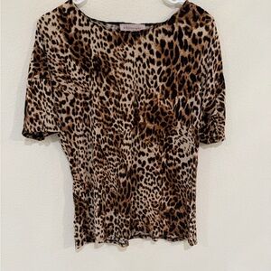 Philosophy Leopard Print Short Sleeve Top - Brown & Black